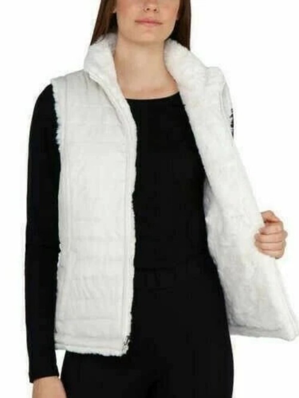 Original Nicole Miller Reversible Puffer Vest Ivory Size L NWT